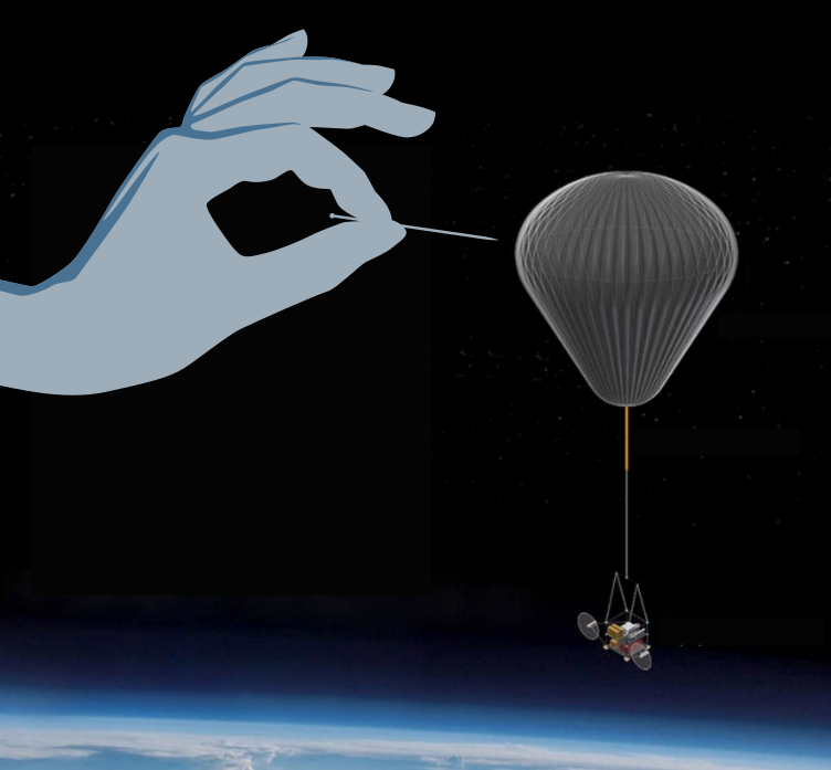 Illustration of the SCoPEx stratospheric balloon, edited by Geoengineering Monitor